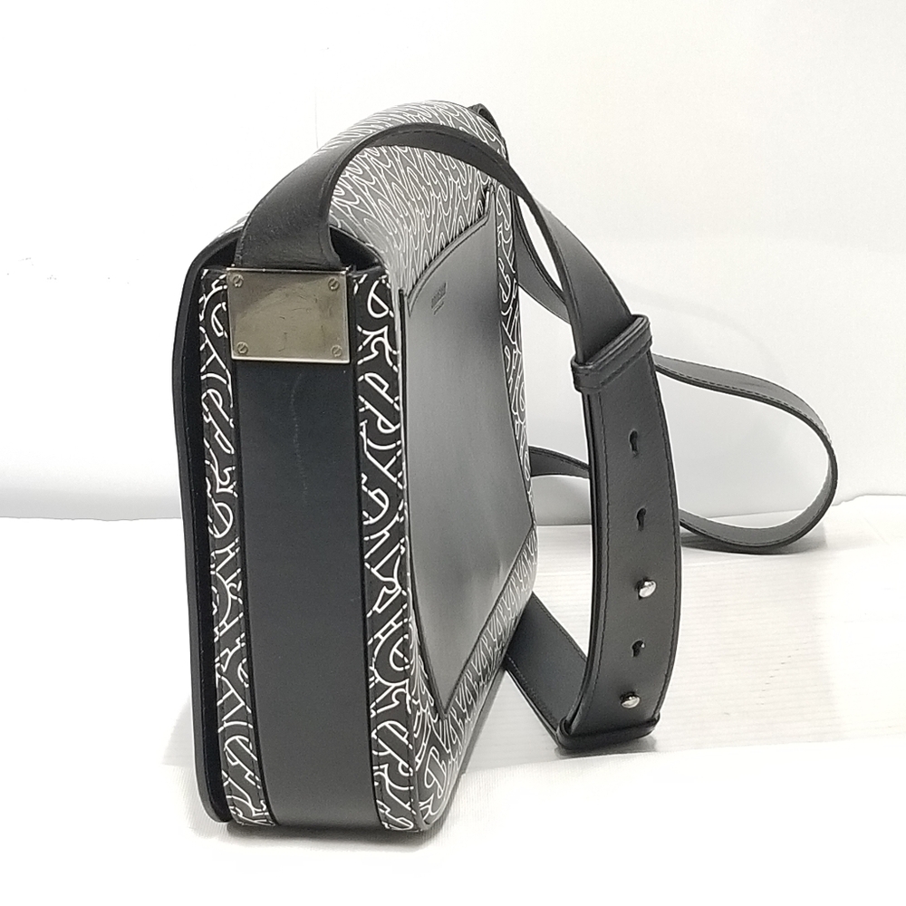 BURBERRY Calfskin Monogram TB Print Black and White Messenger Crossbody Bag - Picture 8 of 16